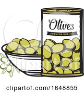 Poster, Art Print Of Jar And Bowl Of Green Olives