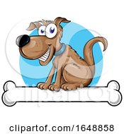 Poster, Art Print Of Cartoon Happy Dog Sitting On A Bone
