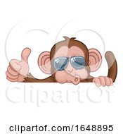 Poster, Art Print Of Monkey Sunglasses Cartoon Animal Thumbs Up Sign