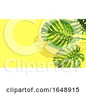 Poster, Art Print Of 3d Banana Plant Leaves On Yellow Background