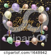 Poster, Art Print Of Birthday Background With Balloons And Confetti