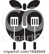 Poster, Art Print Of Black And White Apple With Bbq Utensils