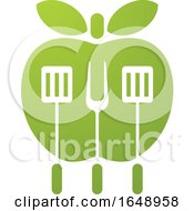 Poster, Art Print Of Green Apple With Bbq Utensils