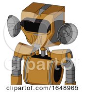 Poster, Art Print Of Yellowish Droid With Mechanical Head And Speakers Mouth And Black Visor Eye