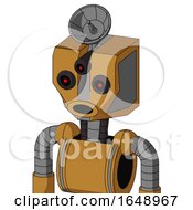 Poster, Art Print Of Yellowish Droid With Mechanical Head And Round Mouth And Three-Eyed And Radar Dish Hat
