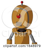 Poster, Art Print Of Yellowish Droid With Bubble Head And Vent Mouth And Angry Cyclops And Single Led Antenna