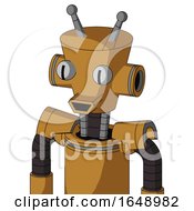 Yellowish Droid With Cylinder Conic Head And Happy Mouth And Two Eyes And Double Antenna