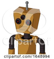 Poster, Art Print Of Yellowish Droid With Box Head And Toothy Mouth And Three-Eyed And Single Antenna