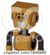 Poster, Art Print Of Yellowish Droid With Box Head And Teeth Mouth And Bug Eyes