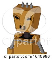 Poster, Art Print Of Yellowish Droid With Box Head And Speakers Mouth And Angry Eyes And Three Spiked