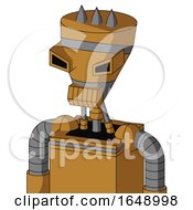 Poster, Art Print Of Yellowish Droid With Vase Head And Toothy Mouth And Angry Eyes And Three Spiked