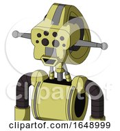 Poster, Art Print Of Yellow Robot With Droid Head And Happy Mouth And Bug Eyes