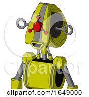 Poster, Art Print Of Yellow Robot With Droid Head And Happy Mouth And Cyclops Compound Eyes