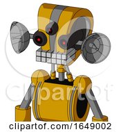 Yellow Robot With Droid Head And Keyboard Mouth And Three Eyed