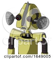 Poster, Art Print Of Yellow Robot With Droid Head And Sad Mouth And Red Eyed And Spike Tip