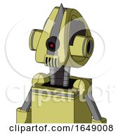 Poster, Art Print Of Yellow Robot With Droid Head And Speakers Mouth And Black Cyclops Eye And Spike Tip