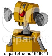 Yellow Robot With Multi Toroid Head And Speakers Mouth And Angry Cyclops