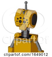 Poster, Art Print Of Yellow Robot With Multi-Toroid Head And Speakers Mouth And Bug Eyes And Single Antenna