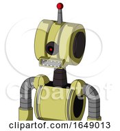 Poster, Art Print Of Yellow Robot With Multi-Toroid Head And Square Mouth And Black Cyclops Eye And Single Led Antenna