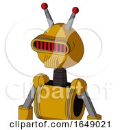 Yellow Robot With Rounded Head And Speakers Mouth And Visor Eye And Double Led Antenna