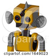 Yellow Robot With Mechanical Head And Keyboard Mouth And Three-Eyed And Spike Tip