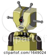 Poster, Art Print Of Yellow Robot With Mechanical Head And Round Mouth And Black Cyclops Eye And Double Antenna