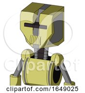 Yellow Robot With Mechanical Head And Speakers Mouth And Black Visor Cyclops