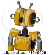 Poster, Art Print Of Yellow Robot With Multi-Toroid Head And Black Cyclops Eye And Double Antenna