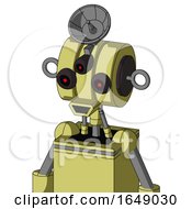 Poster, Art Print Of Yellow Robot With Multi-Toroid Head And Happy Mouth And Three-Eyed And Radar Dish Hat