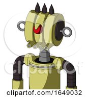 Poster, Art Print Of Yellow Robot With Multi-Toroid Head And Pipes Mouth And Angry Cyclops And Three Dark Spikes