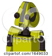 Poster, Art Print Of Yellow Robot With Droid Head And Speakers Mouth And Red Eyed