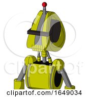 Poster, Art Print Of Yellow Robot With Droid Head And Toothy Mouth And Black Visor Cyclops And Single Led Antenna