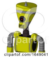 Poster, Art Print Of Yellow Robot With Vase Head And Speakers Mouth And Black Cyclops Eye And Spike Tip