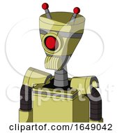 Yellow Robot With Vase Head And Speakers Mouth And Cyclops Eye And Double Led Antenna