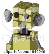Poster, Art Print Of Yellow Robot With Cube Head And Vent Mouth And Two Eyes
