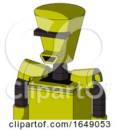 Poster, Art Print Of Yellow Robot With Cylinder-Conic Head And Happy Mouth And Black Visor Cyclops