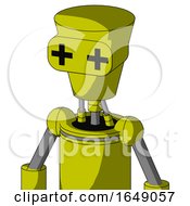 Yellow Robot With Cylinder Conic Head And Plus Sign Eyes