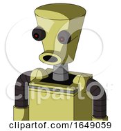 Yellow Robot With Cylinder Conic Head And Round Mouth And Red Eyed