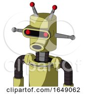 Yellow Robot With Cylinder Head And Round Mouth And Visor Eye And Double Led Antenna