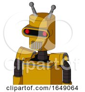 Yellow Robot With Cylinder Head And Vent Mouth And Visor Eye And Double Antenna
