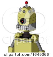 Poster, Art Print Of Yellow Robot With Dome Head And Keyboard Mouth And Black Cyclops Eye And Single Led Antenna