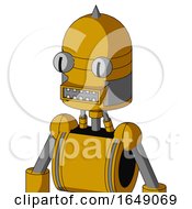 Yellow Robot With Dome Head And Square Mouth And Two Eyes And Spike Tip