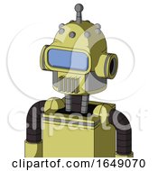 Poster, Art Print Of Yellow Robot With Dome Head And Vent Mouth And Large Blue Visor Eye And Single Antenna