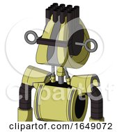 Poster, Art Print Of Yellow Robot With Droid Head And Black Visor Cyclops And Pipe Hair