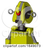 Poster, Art Print Of Yellow Robot With Droid Head And Dark Tooth Mouth And Angry Cyclops