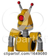 Poster, Art Print Of Yellow Robot With Cone Head And Vent Mouth And Cyclops Eye And Double Led Antenna