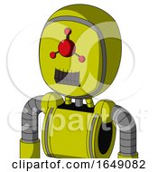 Poster, Art Print Of Yellow Robot With Bubble Head And Dark Tooth Mouth And Cyclops Compound Eyes