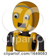 Poster, Art Print Of Yellow Robot With Bubble Head And Dark Tooth Mouth And Two Eyes