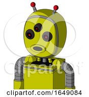Poster, Art Print Of Yellow Robot With Bubble Head And Round Mouth And Three-Eyed And Double Led Antenna