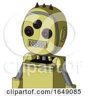 Poster, Art Print Of Yellow Robot With Bubble Head And Square Mouth And Three-Eyed And Three Dark Spikes